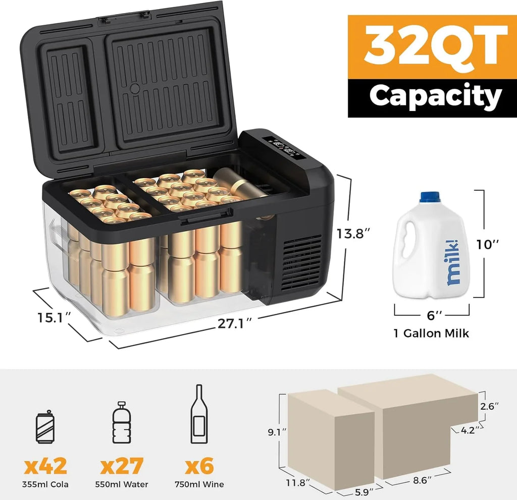 Réfrigérateur portable 12 V 21 litres, autonomie de 50 heures, glacière électrique pour voiture