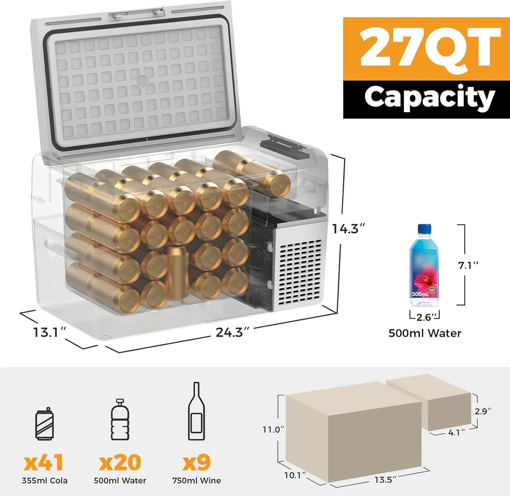 Réfrigérateur portable 12 V 21 litres, autonomie de 50 heures, glacière électrique pour voiture