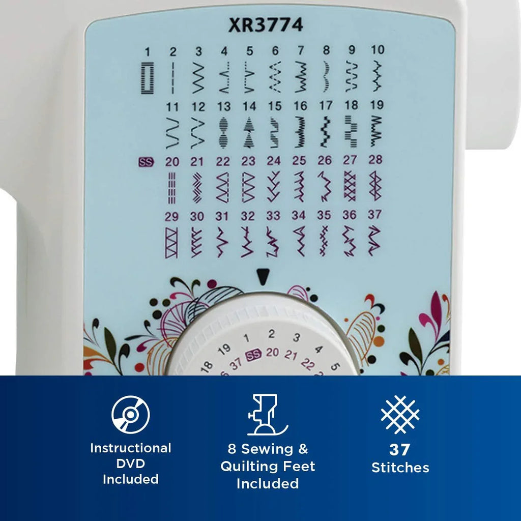 Machine à coudre et à quilter XR3774, 37 points intégrés, 8 pieds de couture inclus