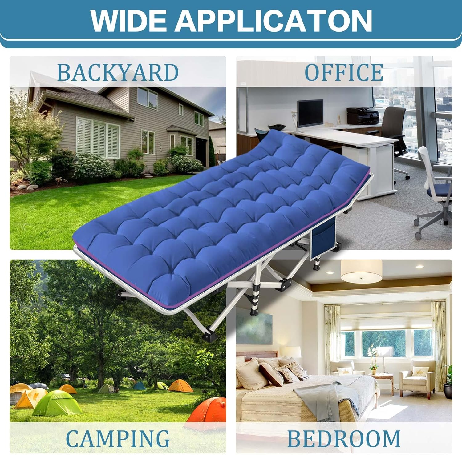 Lot de 2 lits de camp avec matelas, lit pliant confortable et robuste pour bébé