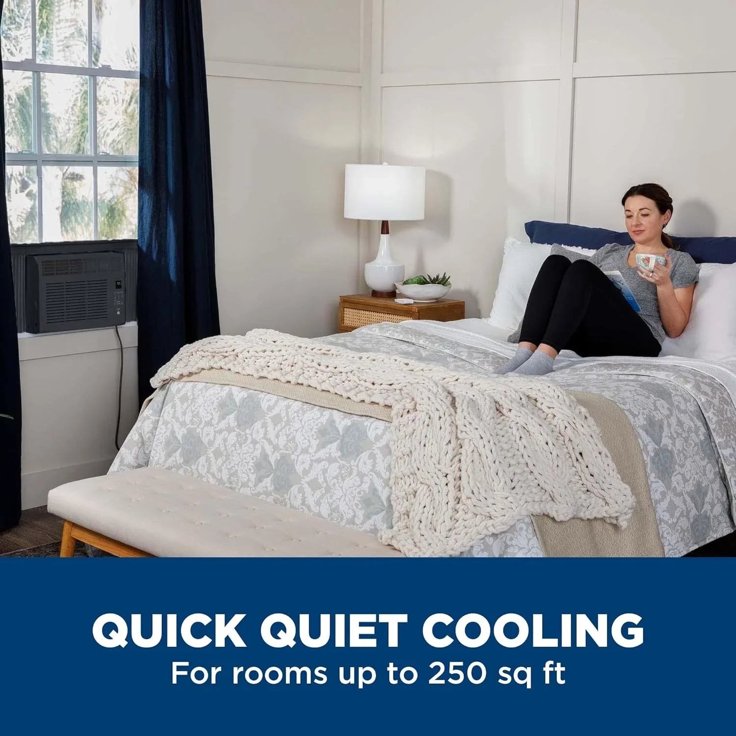 Climatiseur de fenêtre GE, 5 000 BTU pour petites pièces jusqu'à 150 pi² avec ventilateur réglable manuellement et réglages de refroidissement