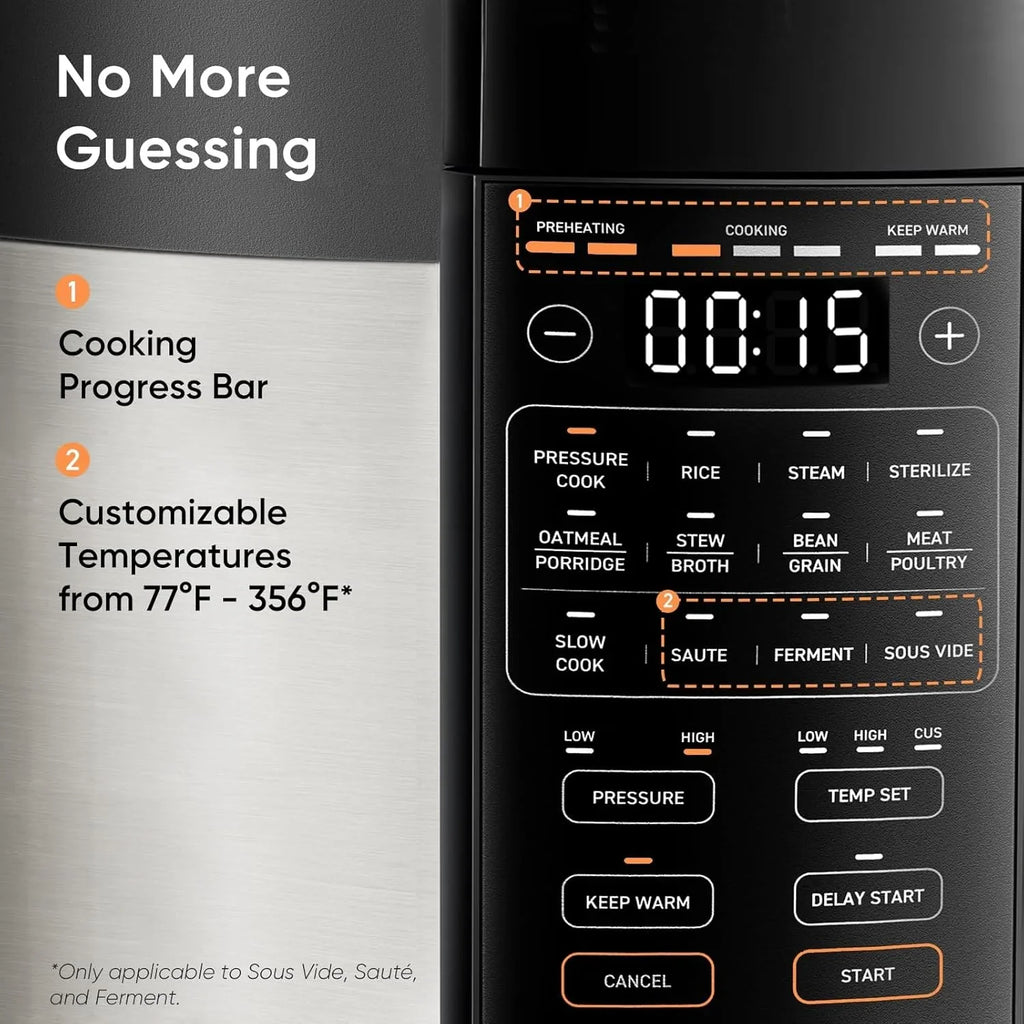 Autocuiseur multifonction en acier inoxydable COSORI de 6 litres avec pot intérieur en céramique pour le riz, la cuisson lente, la cuisson sous vide et les sautés