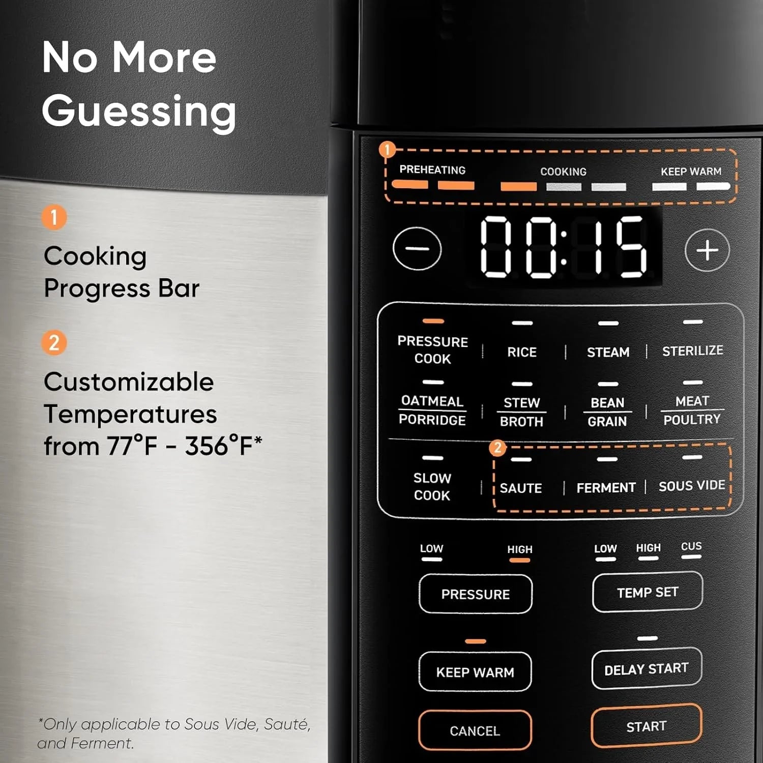 Autocuiseur multifonction en acier inoxydable COSORI de 6 litres avec pot intérieur en céramique pour le riz, la cuisson lente, la cuisson sous vide et les sautés