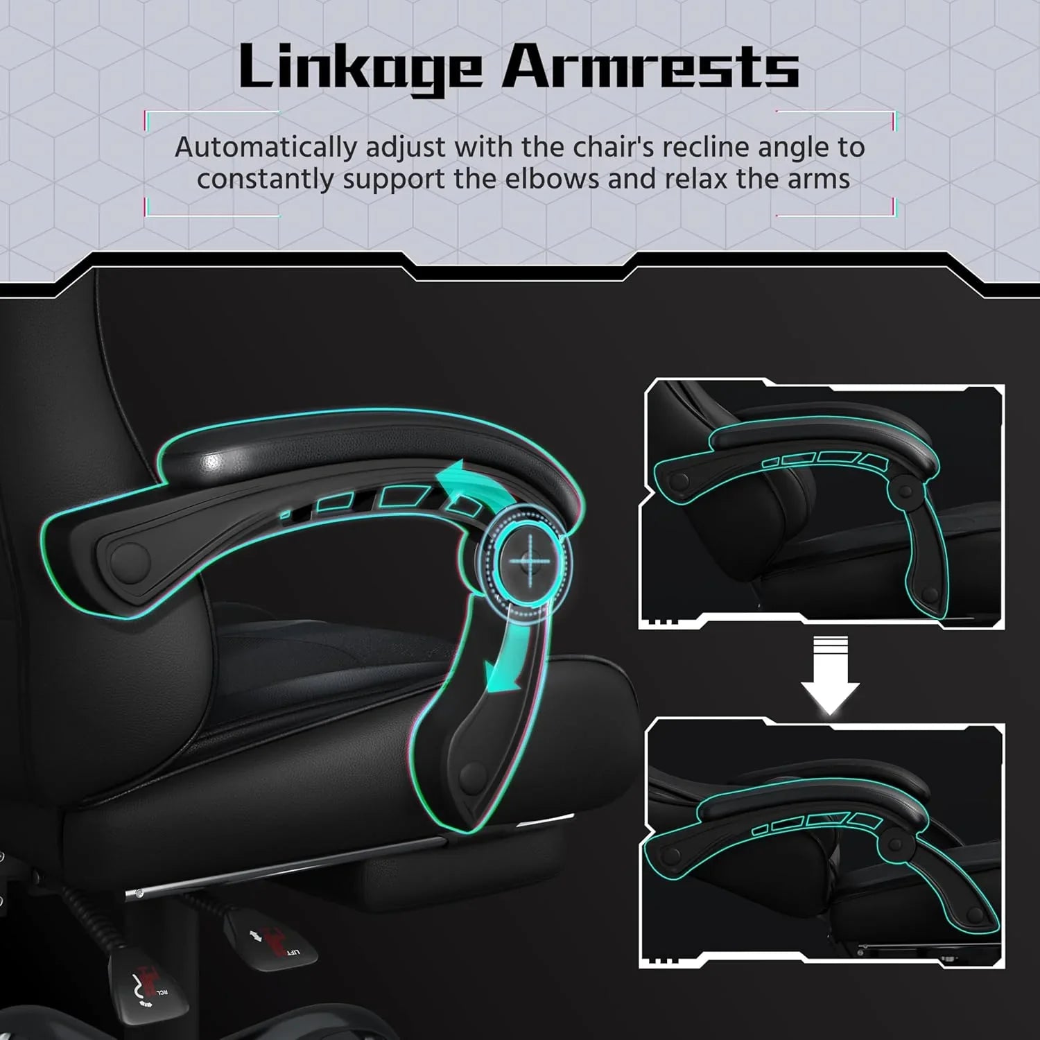 Chaise de jeu avec support lombaire massant et repose-pieds en hauteur Chaise de jeu de bureau