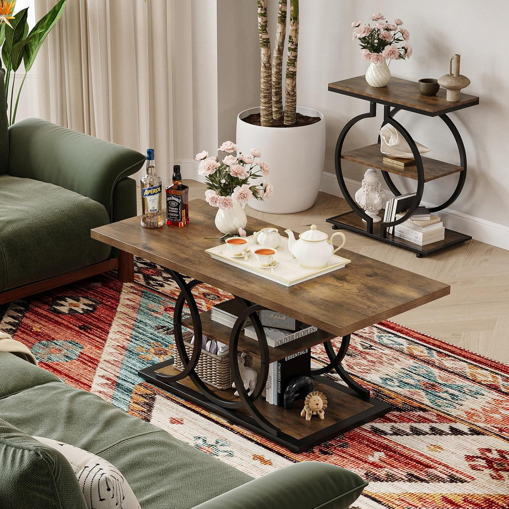 Table basse de style campagnard avec rangement GiftGo, style industriel