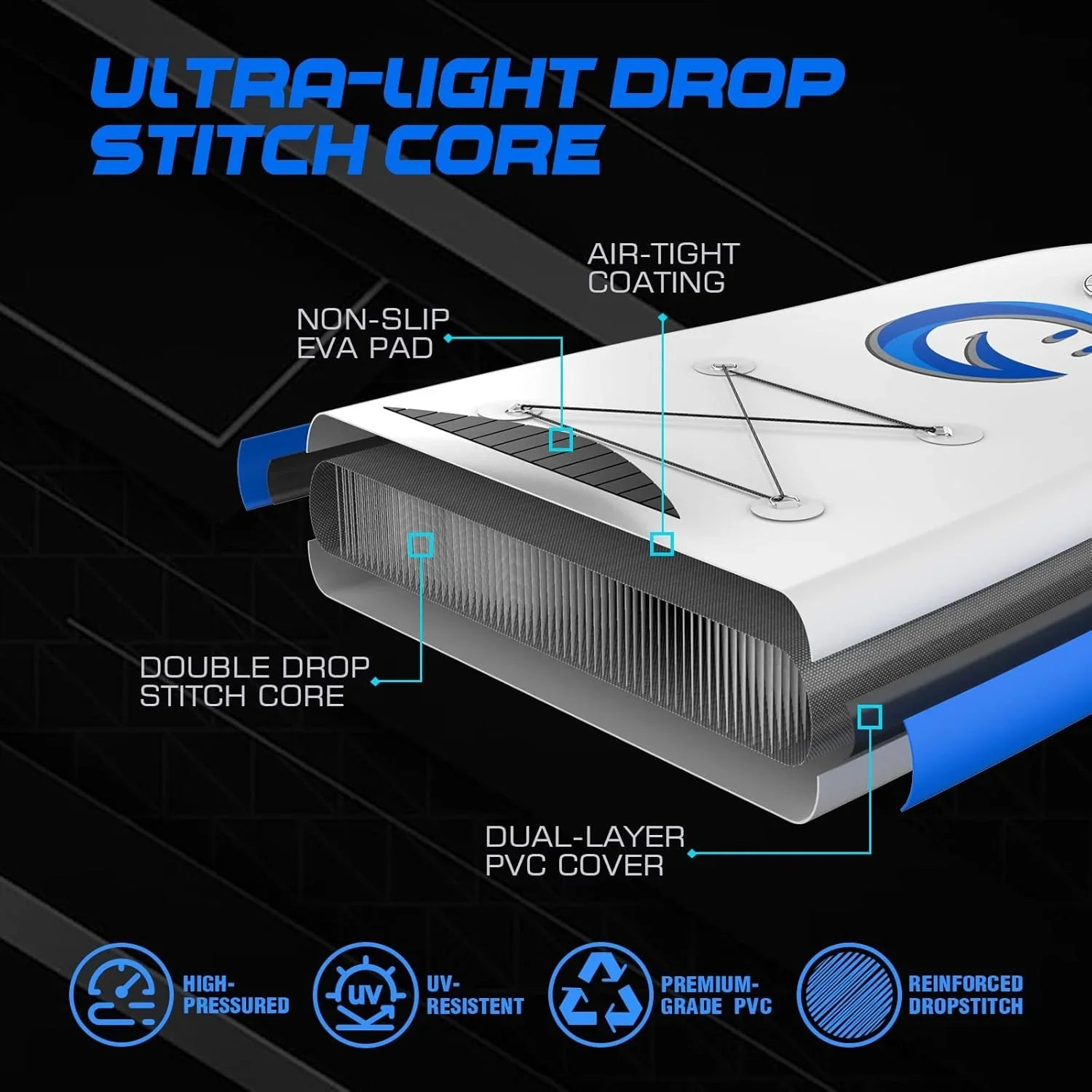 FunWater Stand Up Paddle Board Planche de paddle gonflable ultralégère avec accessoires SUP