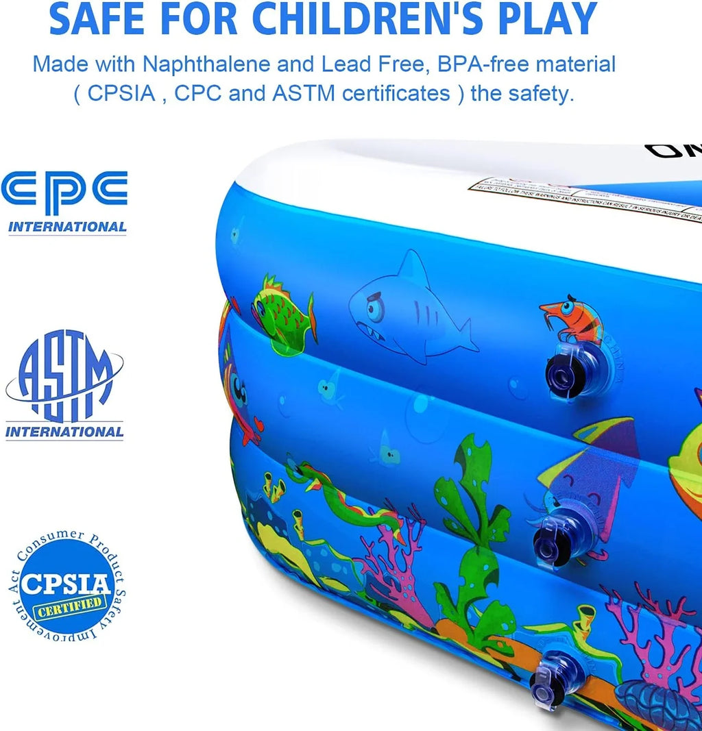 Piscine gonflable, 305 x 183 x 55 cm, pour enfants, salon familial, piscine hors sol épaisse pour fêtes aquatiques estivales, jardin, pelouse.