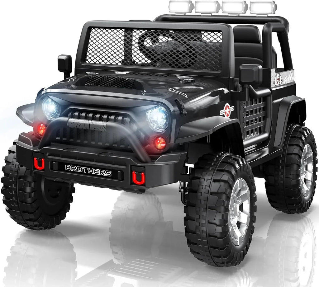 Trottinette électrique L8 pour enfants, 2 places, 12 V, avec télécommande, suspension à 4 roues et haut-parleur Bluetooth.