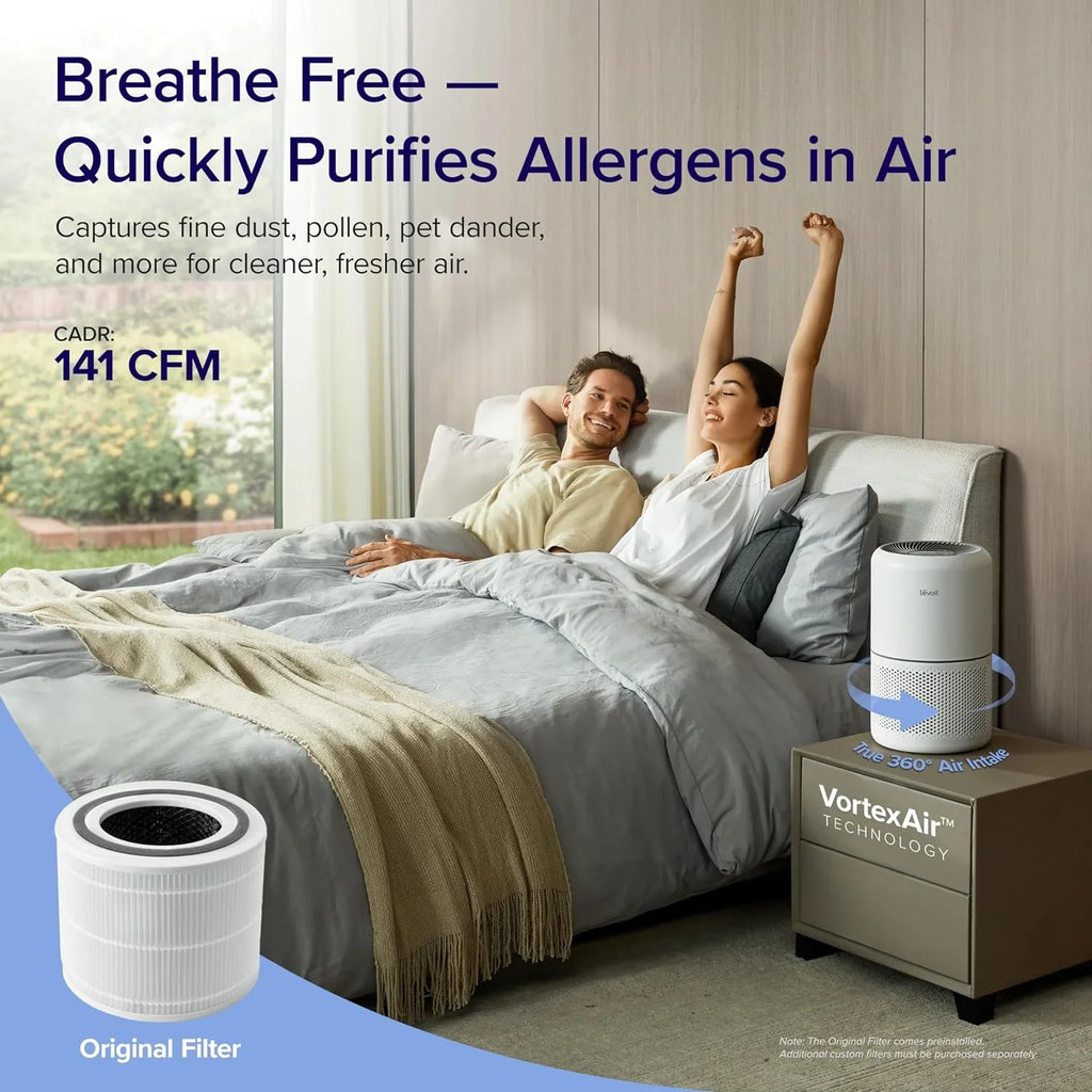 Purificateur d'air pour les allergies et les poils d'animaux dans la chambre, moteur à couple élevé de 56 W