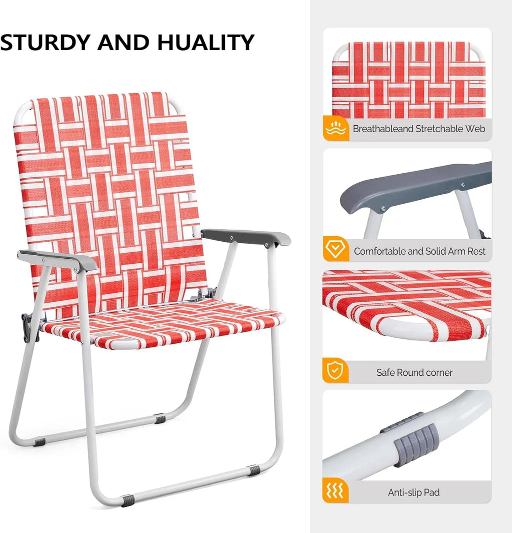 Lot de 2 chaises pliantes en toile pour patio VINGLI, chaise de plage portable pour extérieur, chaise de camping