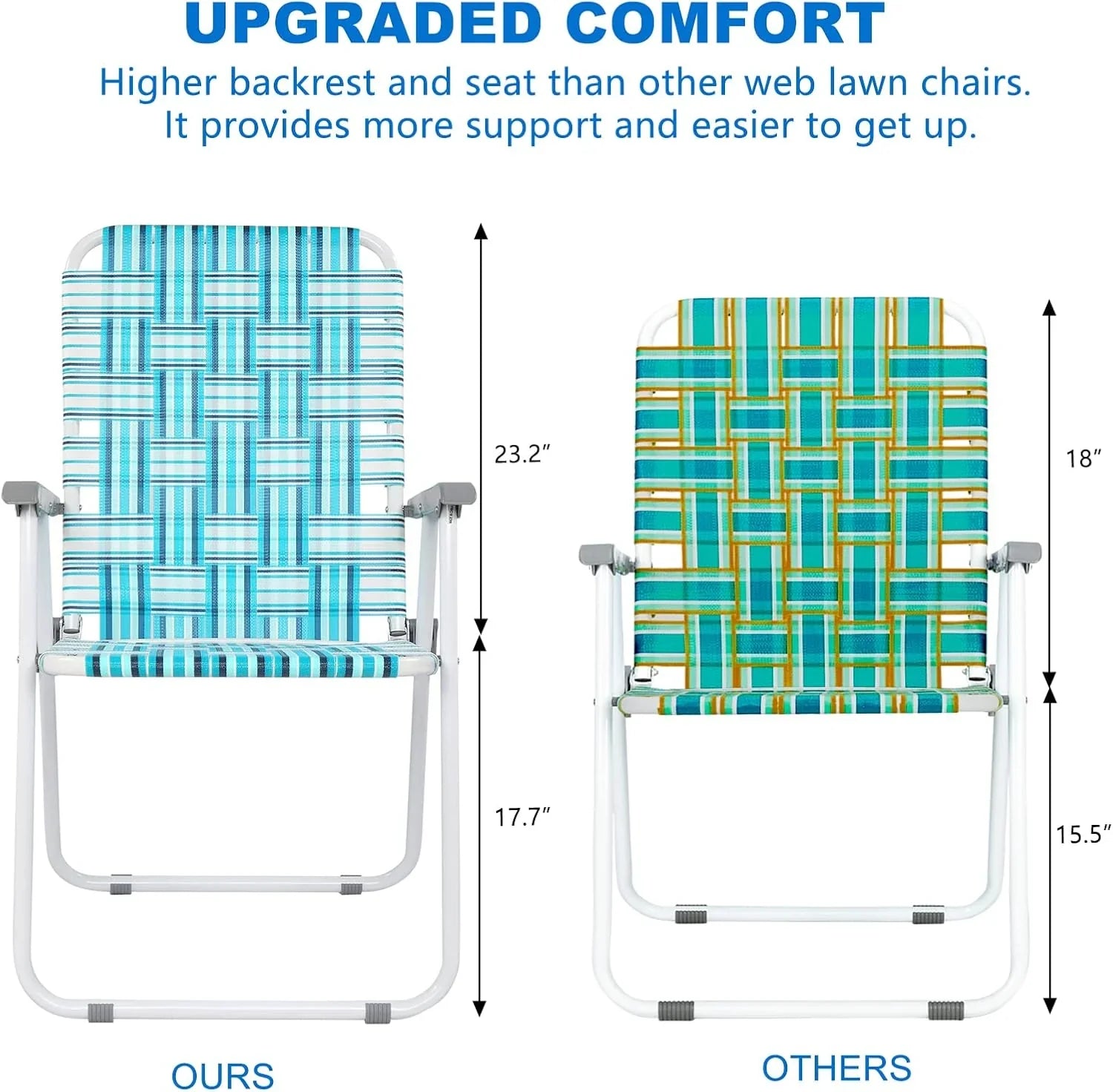 Lot de 2 chaises pliantes en toile pour patio VINGLI, chaise de plage portable pour extérieur, chaise de camping