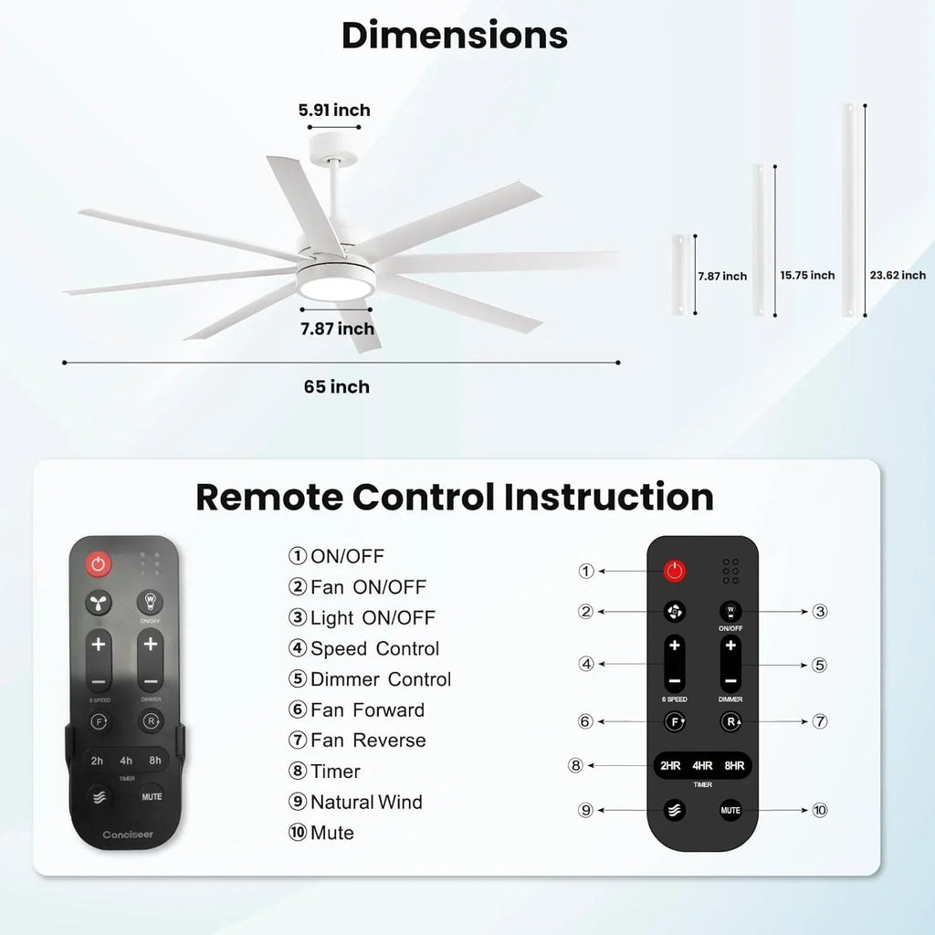 Ventilateur de plafond moderne 72 pouces chambre salon bibliothèque café extérieur/industriel