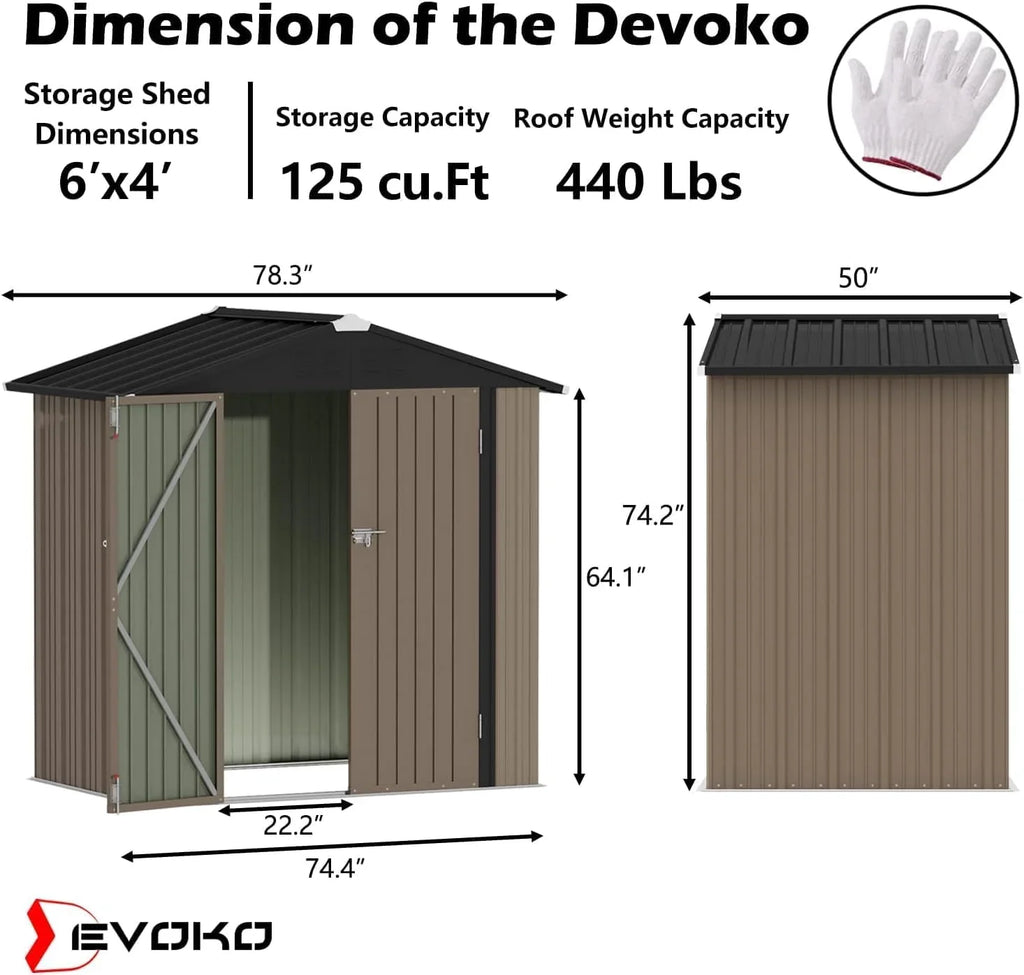 Abri de jardin extérieur Devoko 5 x 3 pi verrouillable en métal