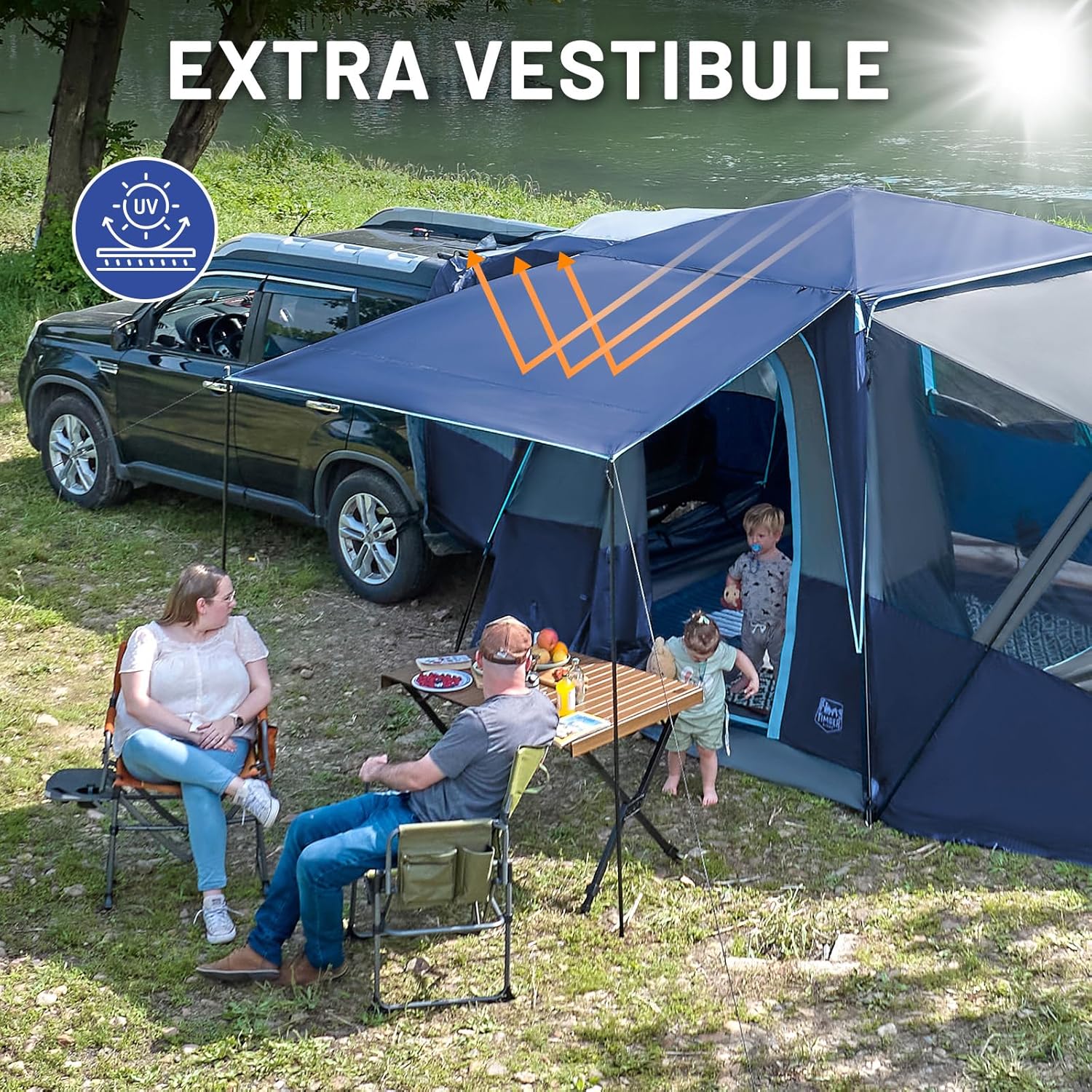 Tente SUV Timber Ridge 5 à 9 personnes avec porche et auvent pour camping familial