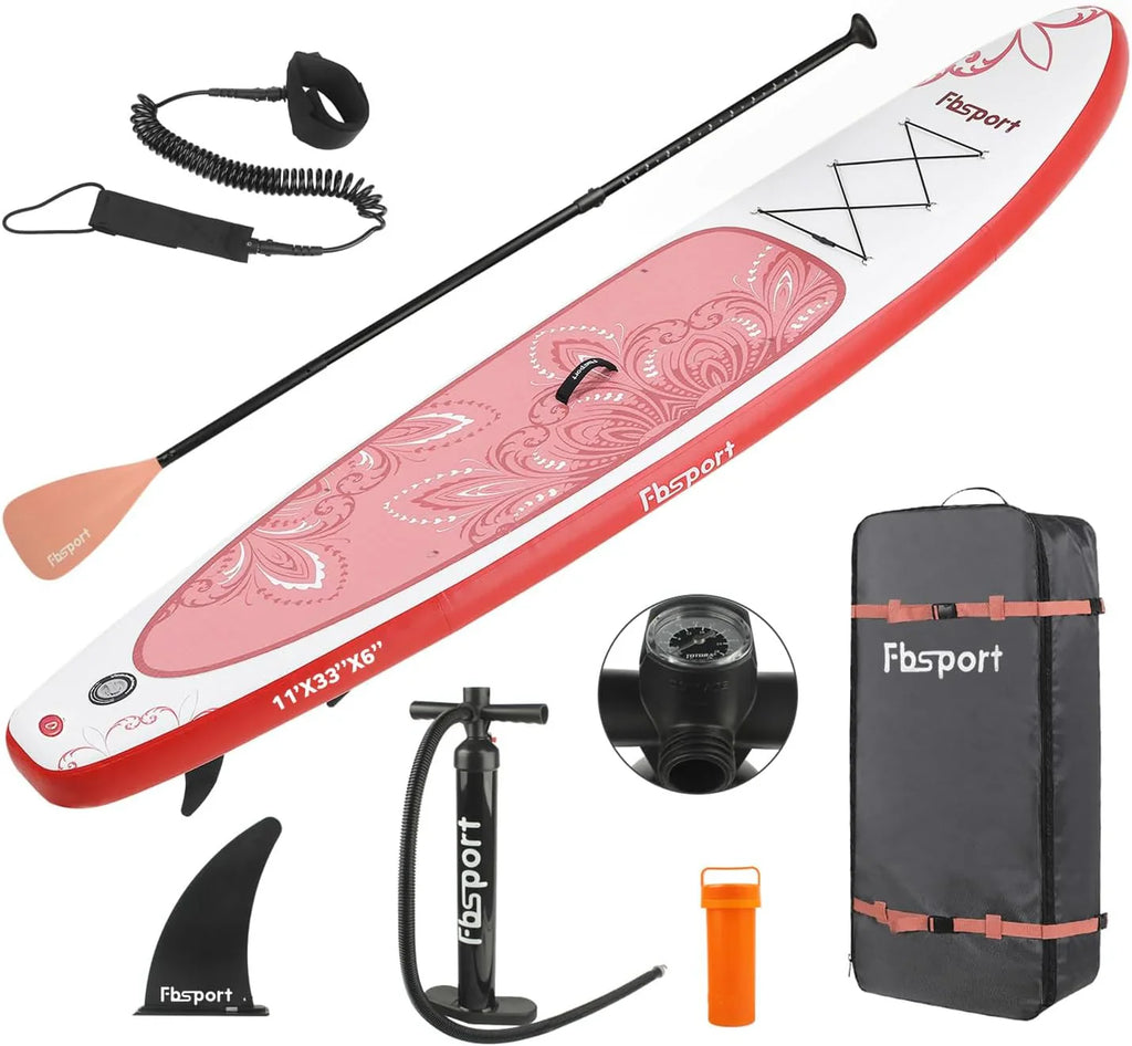 Planche de stand up paddle FBSPORT Premium 11', planche de yoga, contrôle du surf, pont antidérapant, attache, pagaie et pompe