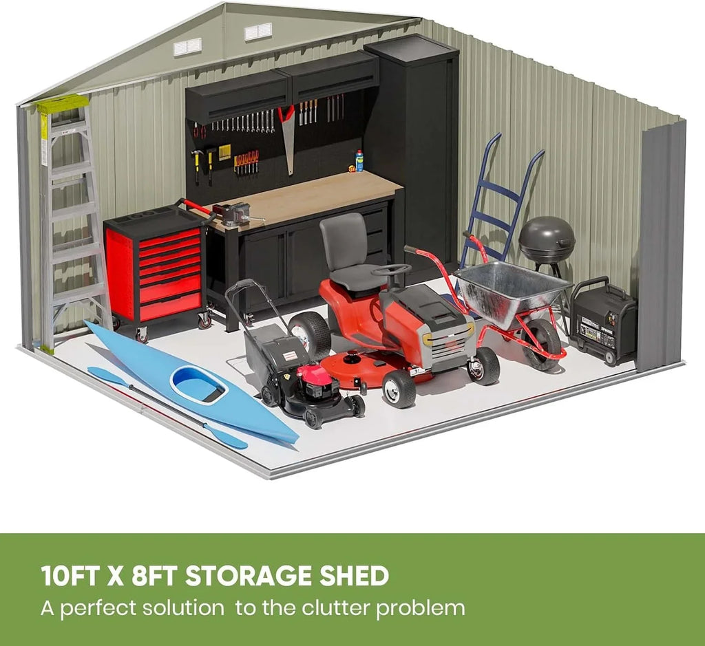 Patiowell Abri de rangement extérieur 5 x 3 pi, abri à outils avec toit en pente et porte verrouillable