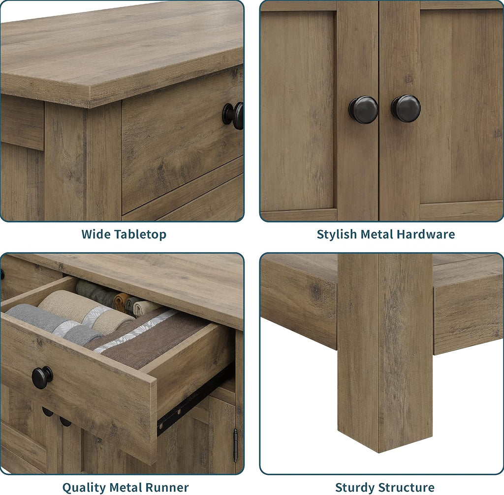 Table console de style ferme, bar à café, table d'entrée avec support de rangement, table de canapé, buffet