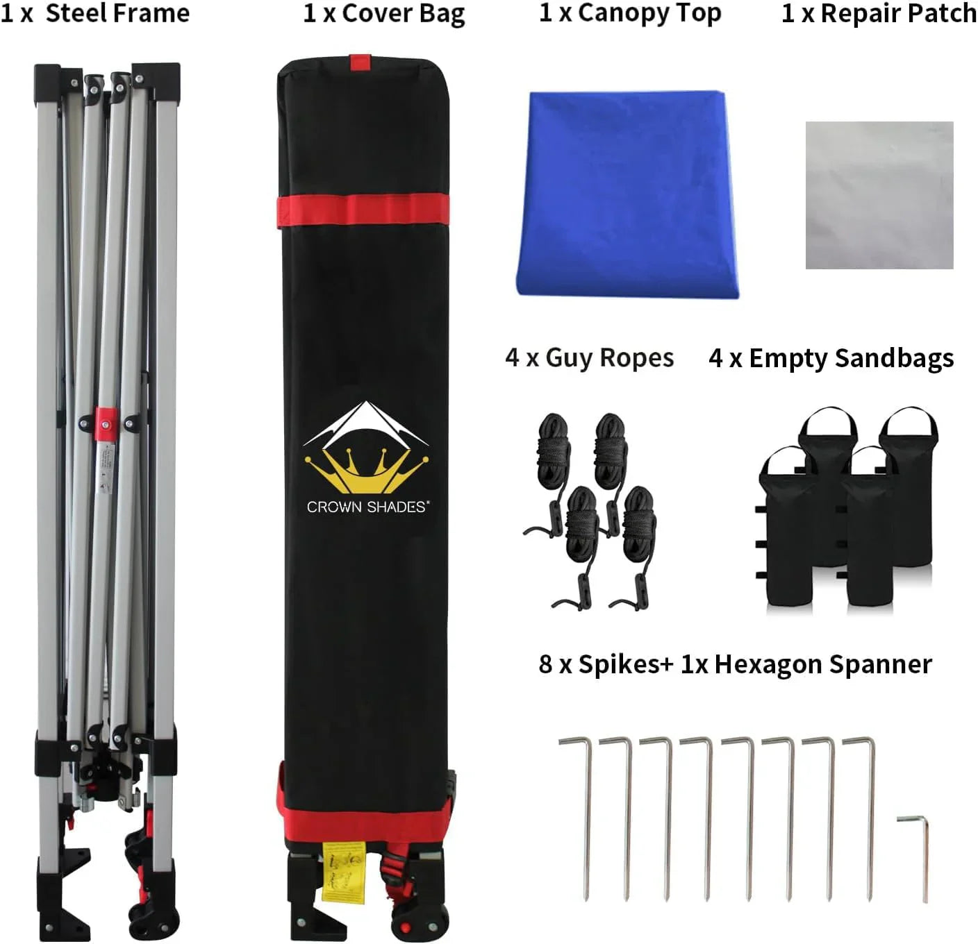 Auvent pop-up 10x10 - Installation en un clic - Tente de plage - Parasol extérieur avec dessus argenté, 3 hauteurs et 4 poches à sable