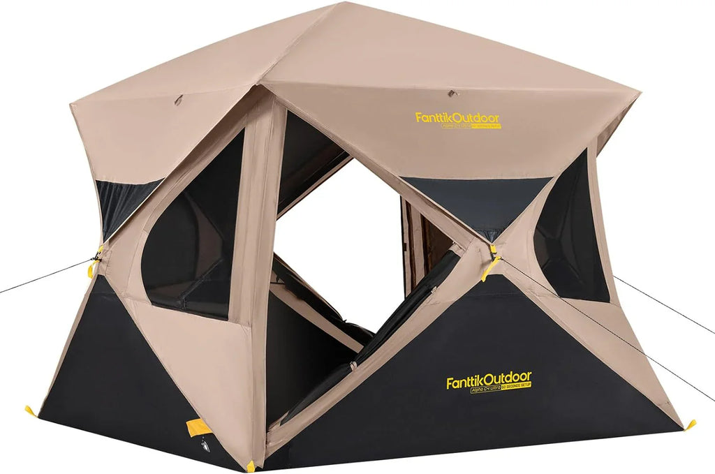 Tente de camping super pop-up pour 4 personnes, installation instantanée, tente centrale portable