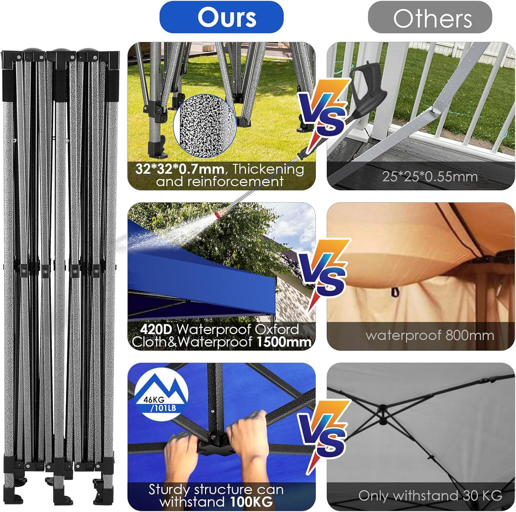 Tente pop-up robuste COBIZI 10x20 avec 6 parois latérales, facile à installer