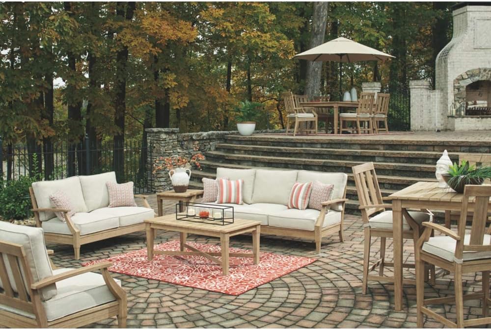 Terrasse extérieure avec vue sur la côte et canapé en eucalyptus