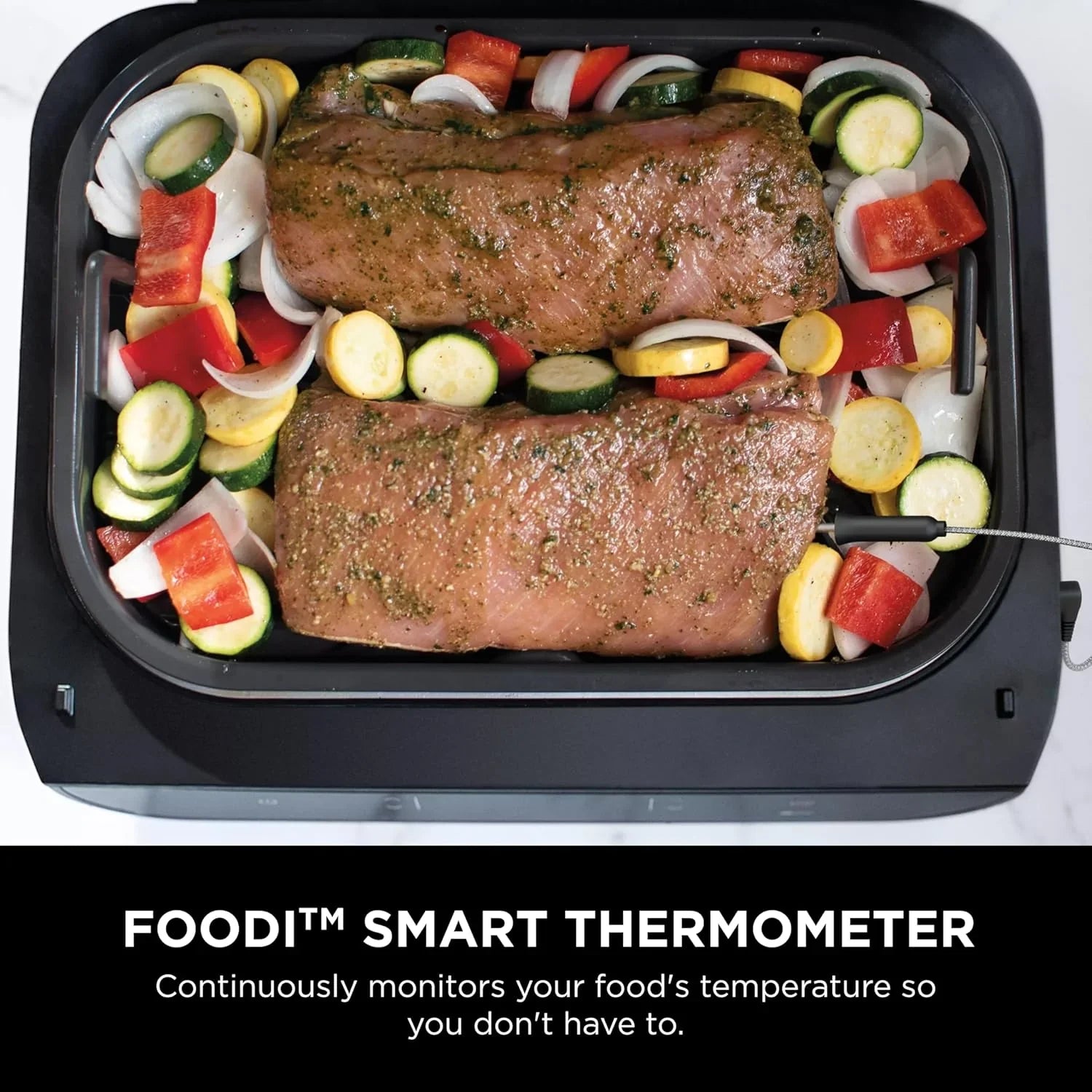 Gril d'intérieur Ninja Foodi Smart XL 6 en 1 avec friture à air, cuisson au four, rôtissage, grillage et déshydratation, thermomètre intelligent