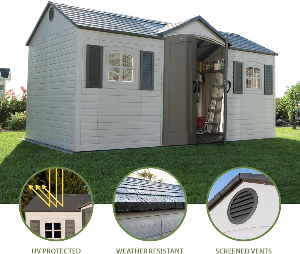 Abri de rangement extérieur Lifetime 6446, 8 x 15 pi, sable du désert