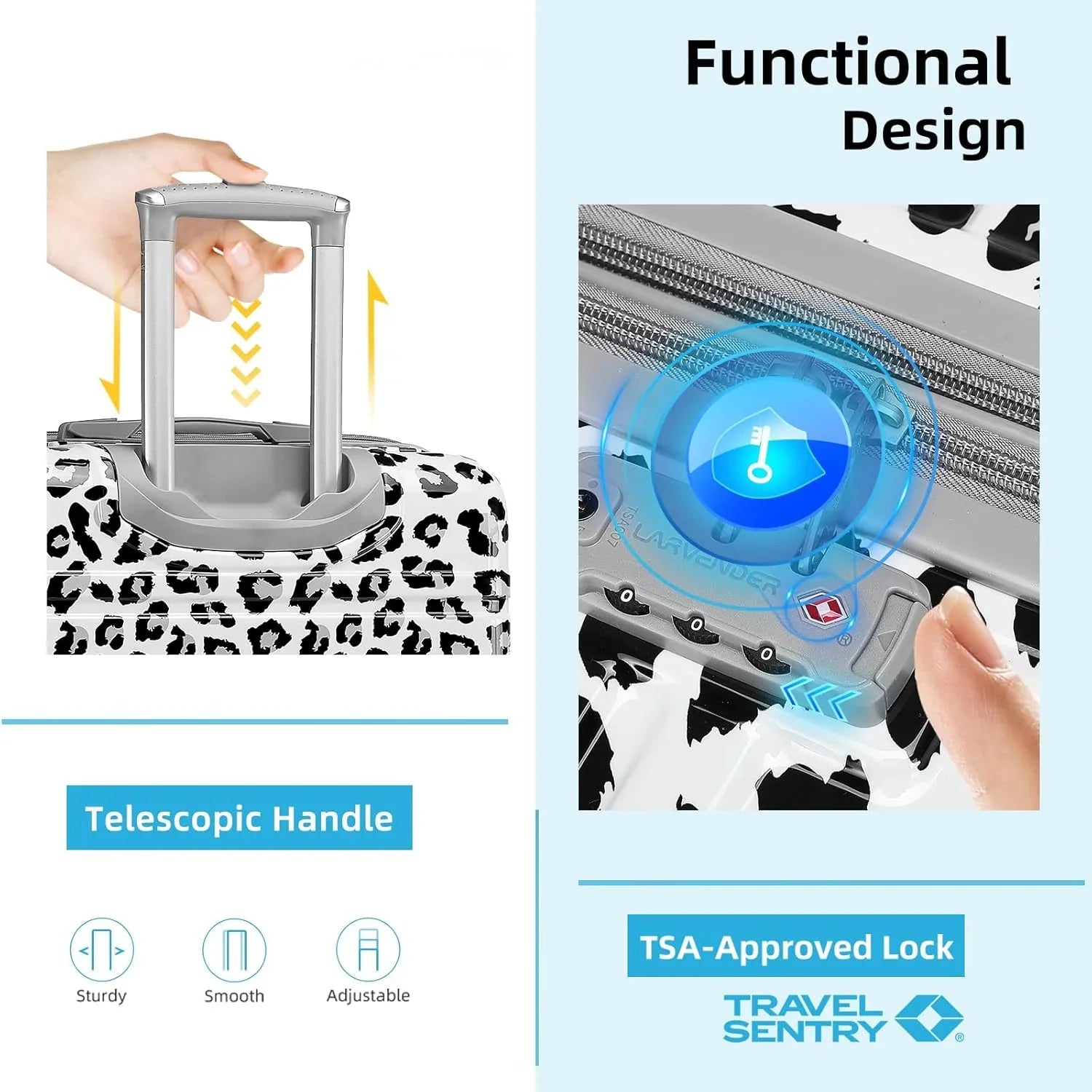 Ensemble de bagages 6 pièces, ensemble de valises rigides extensibles avec roulettes pivotantes, ensemble de bagages à roulettes légers