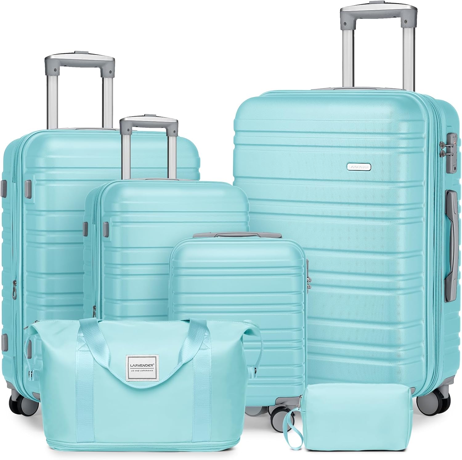 Ensemble de bagages 6 pièces, ensemble de valises rigides extensibles avec roulettes pivotantes, ensemble de bagages à roulettes légers