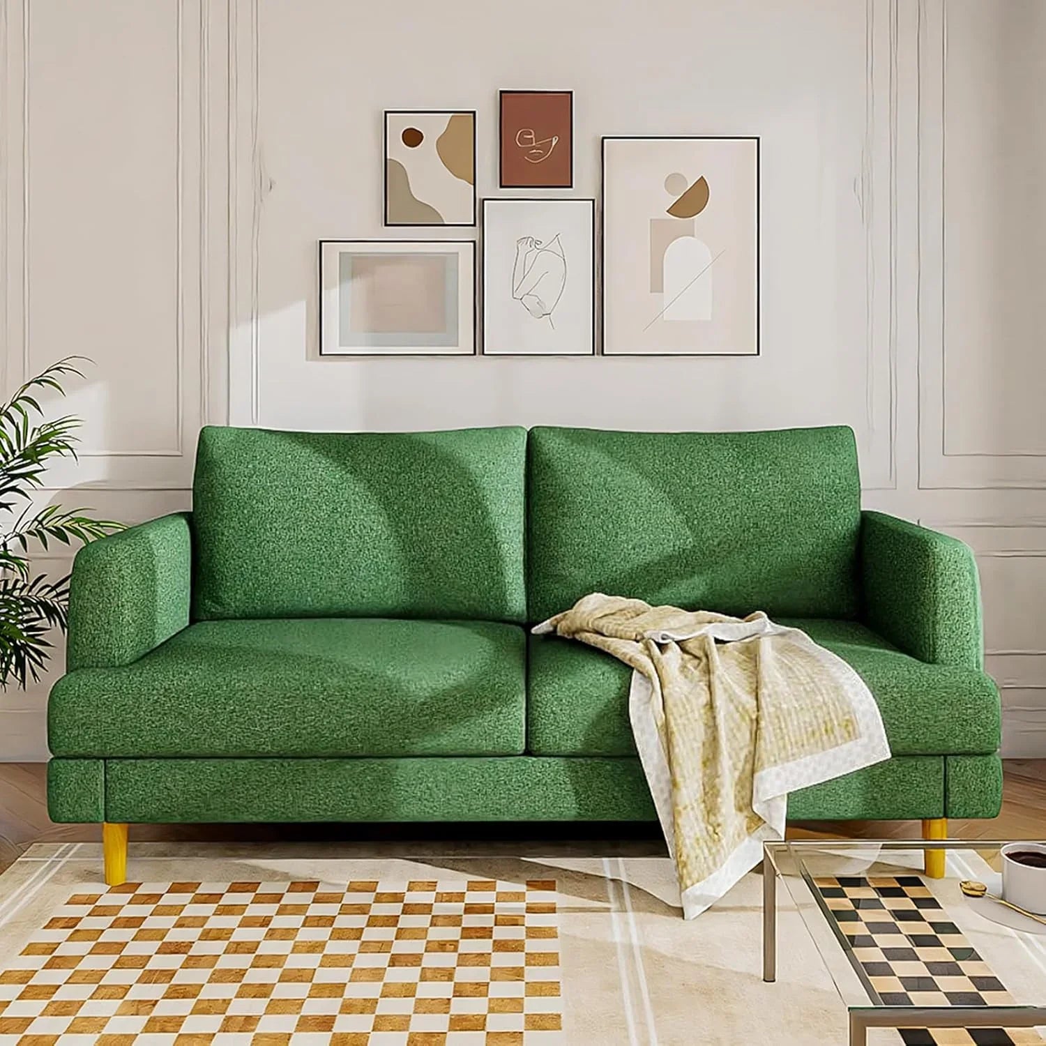 Canapé causeuse de salon avec port USB Type-C - Petit canapé rembourré gris foncé de 70 po