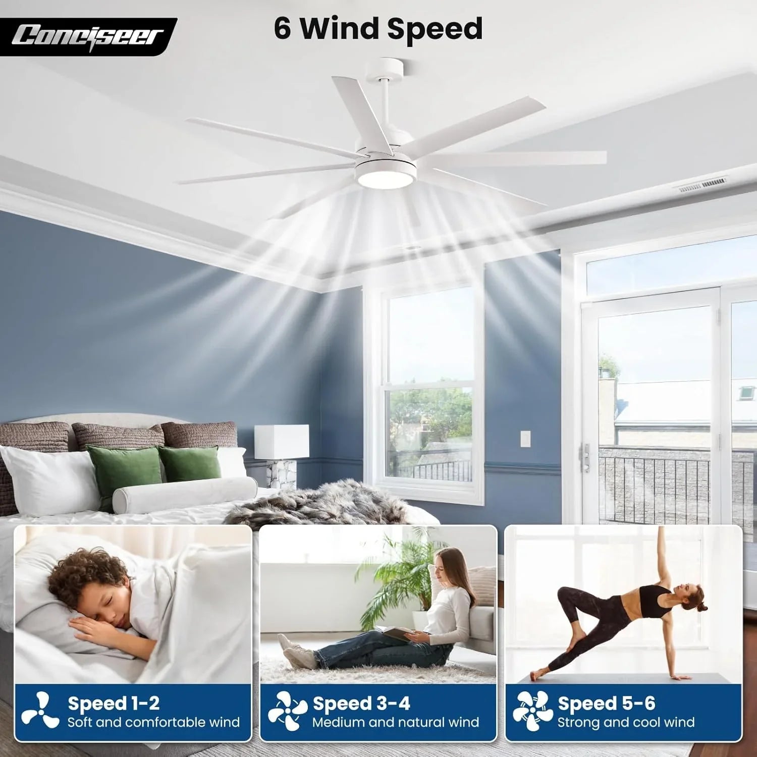 Ventilateur de plafond moderne 72 pouces chambre salon bibliothèque café extérieur/industriel