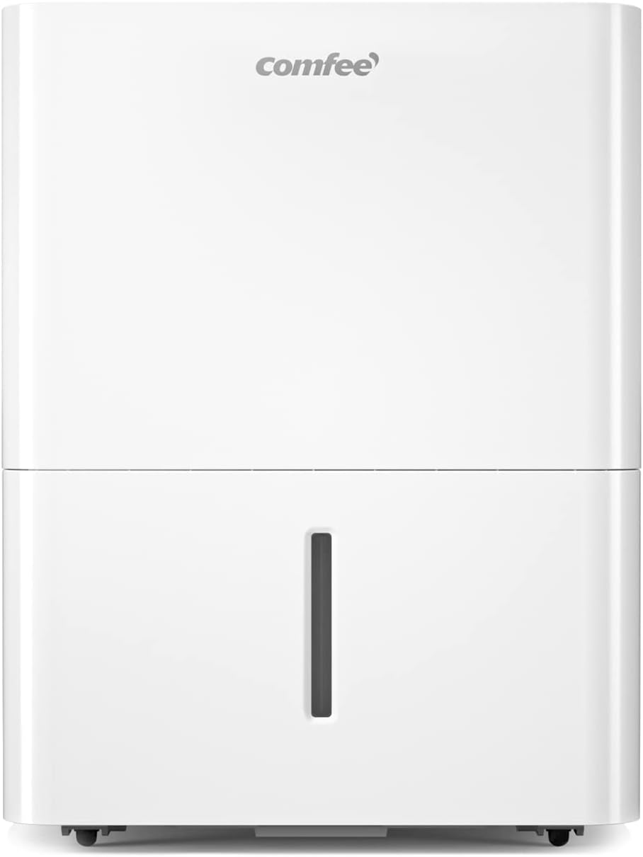 Déshumidificateur puissant COMFEE, absorbe jusqu'à 50 L/jour, sèche-linge, mode confort, grand réservoir de 6 L, minuterie 24 h, idéal pour les grandes pièces de 101 à 116 ㎡, MDDPE-50DEN7, cave, sous-sol