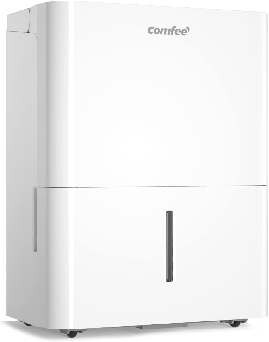 Déshumidificateur puissant COMFEE, absorbe jusqu'à 50 L/jour, sèche-linge, mode confort, grand réservoir de 6 L, minuterie 24 h, idéal pour les grandes pièces de 101 à 116 ㎡, MDDPE-50DEN7, cave, sous-sol