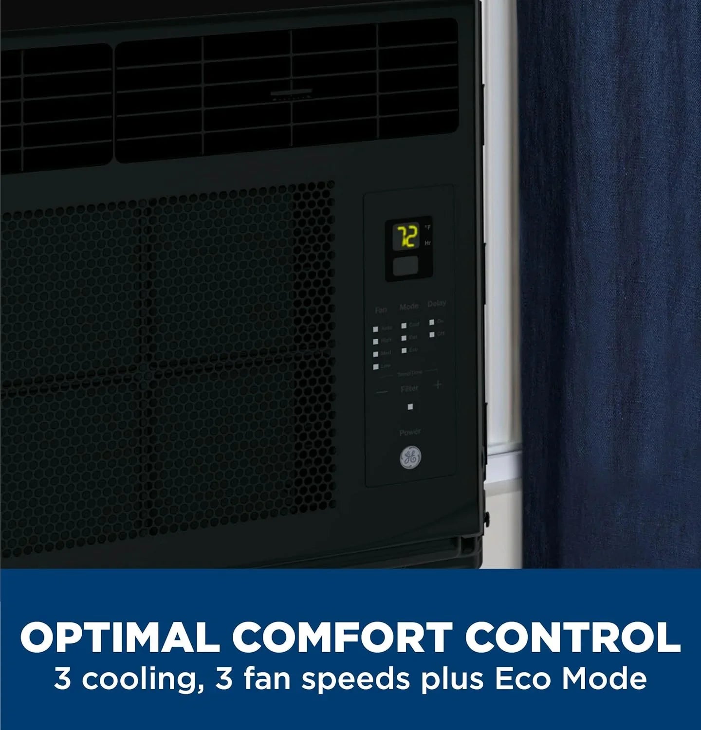 Climatiseur de fenêtre GE, 5 000 BTU pour petites pièces jusqu'à 150 pi² avec ventilateur réglable manuellement et réglages de refroidissement