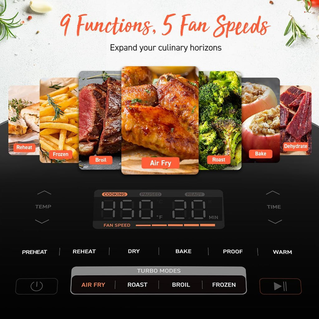 Friteuse à air 9 en 1 COSORI, compacte et grande capacité, 6 pintes, mode turbo rapide, chauffage précis de 90 à 450 °F