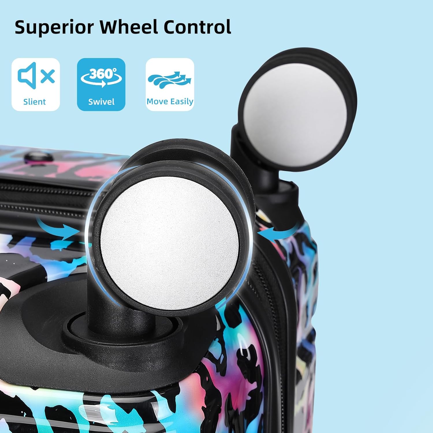 Ensemble de bagages 6 pièces, ensemble de valises rigides extensibles avec roulettes pivotantes, ensemble de bagages à roulettes légers