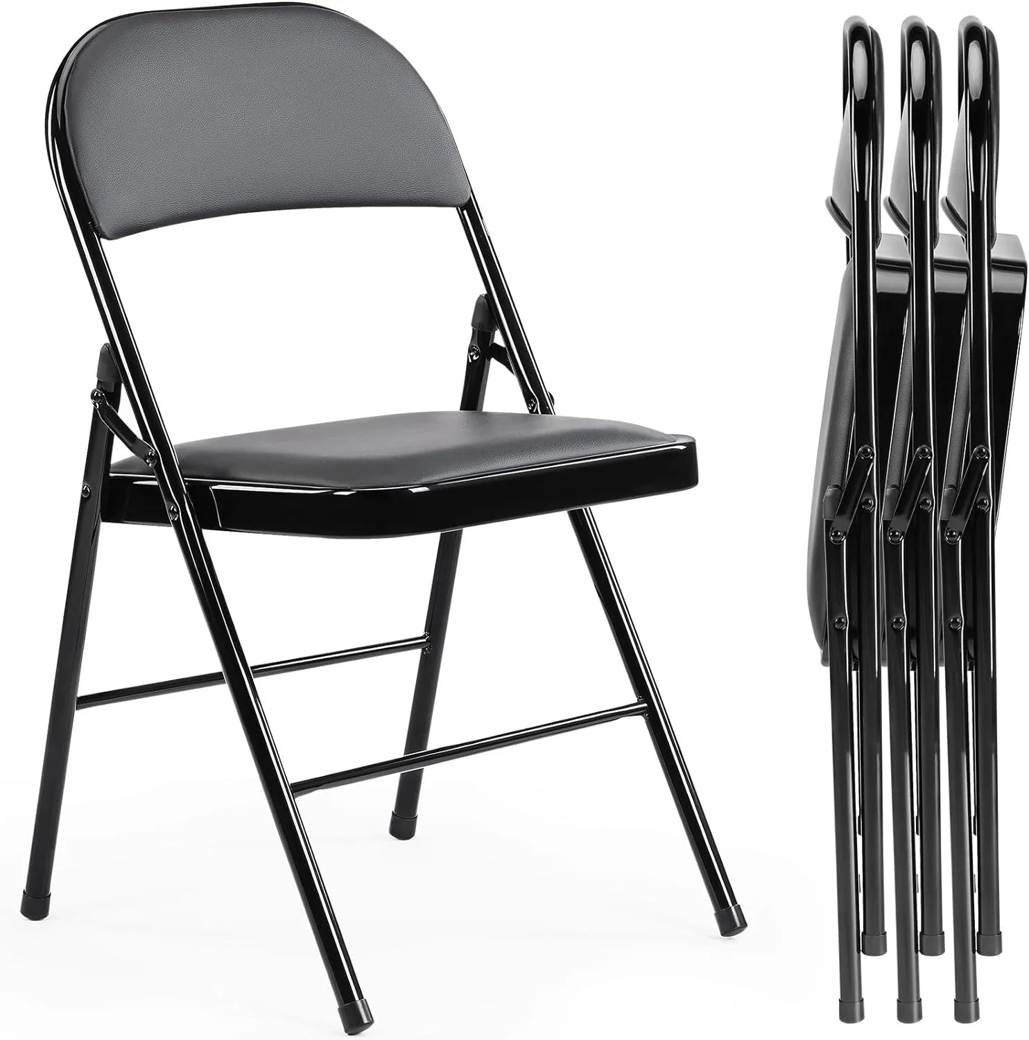 Lot de 12 chaises pliantes Sweetcrispy, rembourrées en cuir, robustes et pliables en métal.