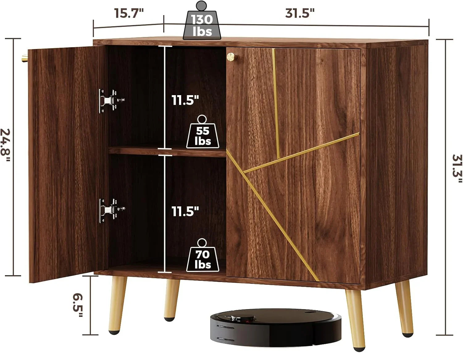 Meuble indépendant en bois noir pour salon, chambre, salle à manger et couloir