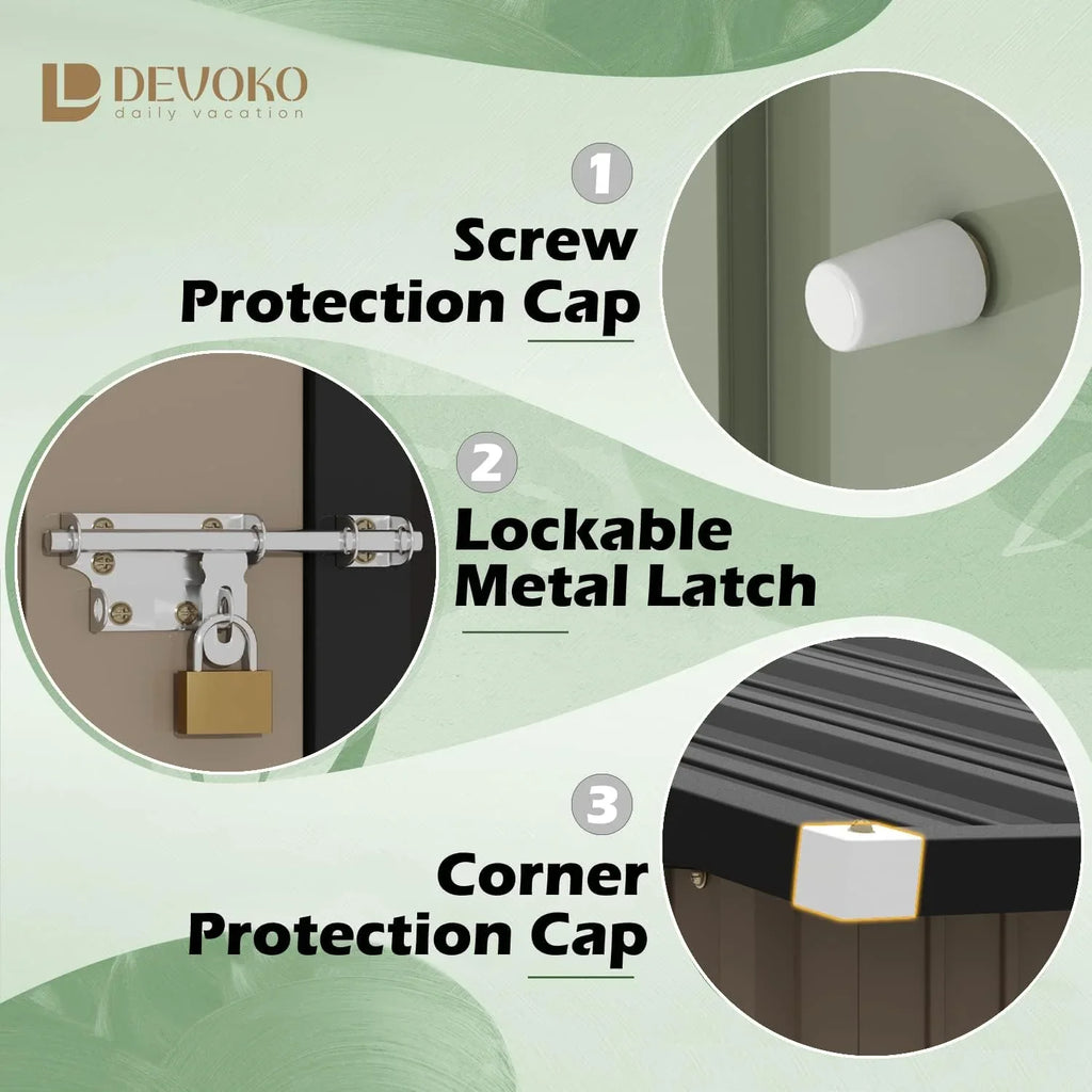 Abri de jardin extérieur Devoko 5 x 3 pi verrouillable en métal