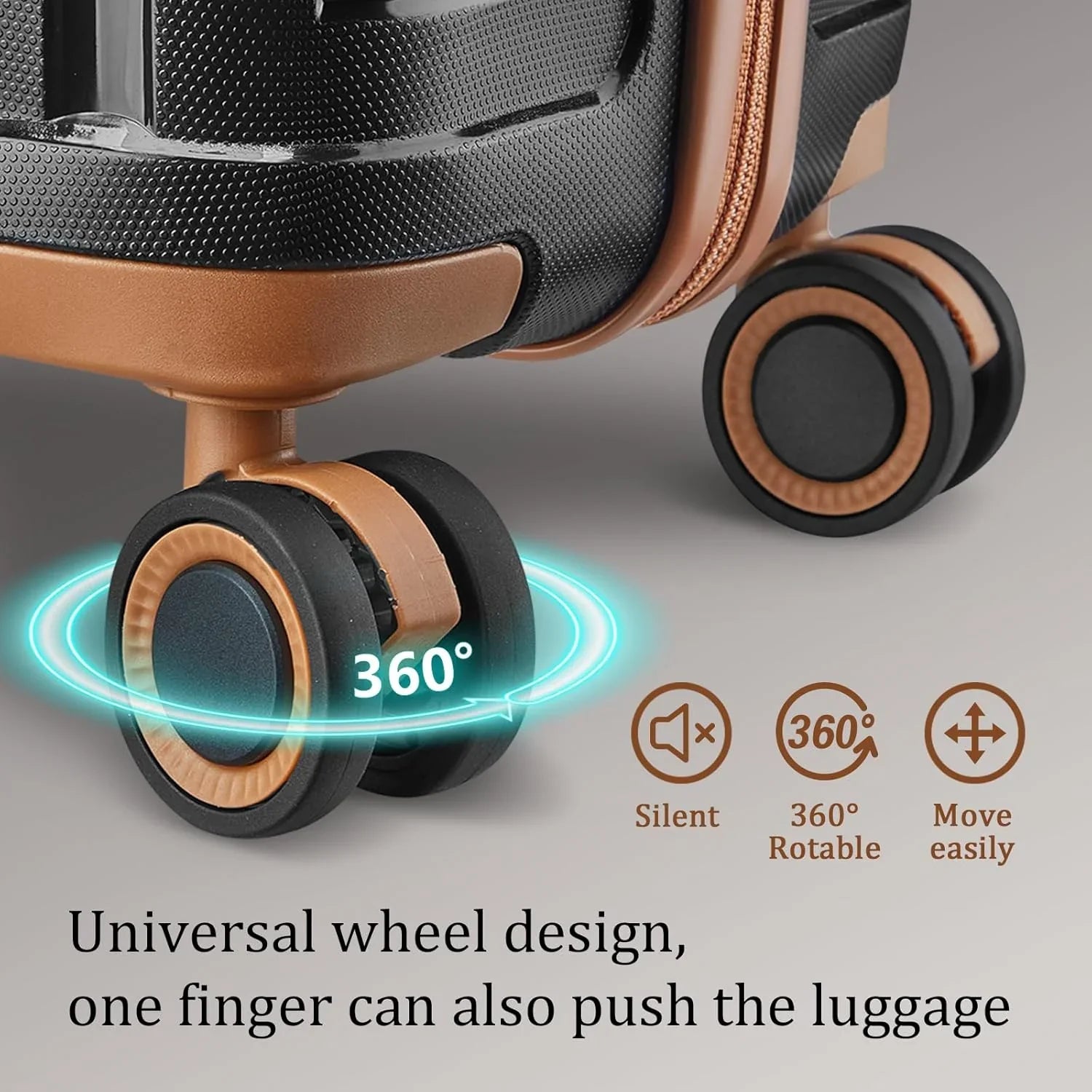 Ensemble de 5 valises de voyage légères à coque rigide en PP avec deux roulettes pivotantes et serrure TSA