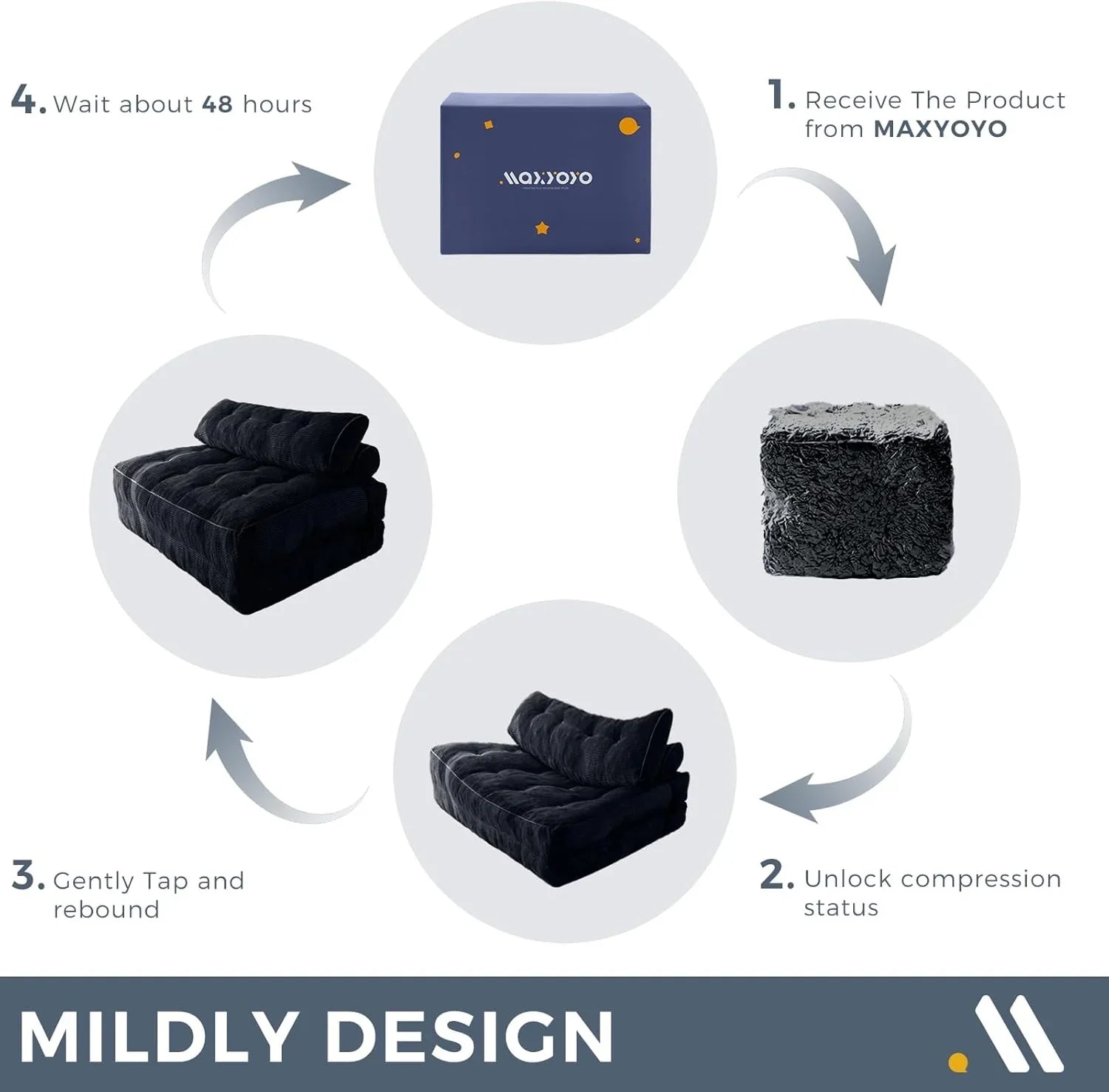 Canapé-lit pliant MAXYOYO, fauteuil convertible avec oreiller, matelas pliable avec support dorsal, fauteuil-lit pliant portable