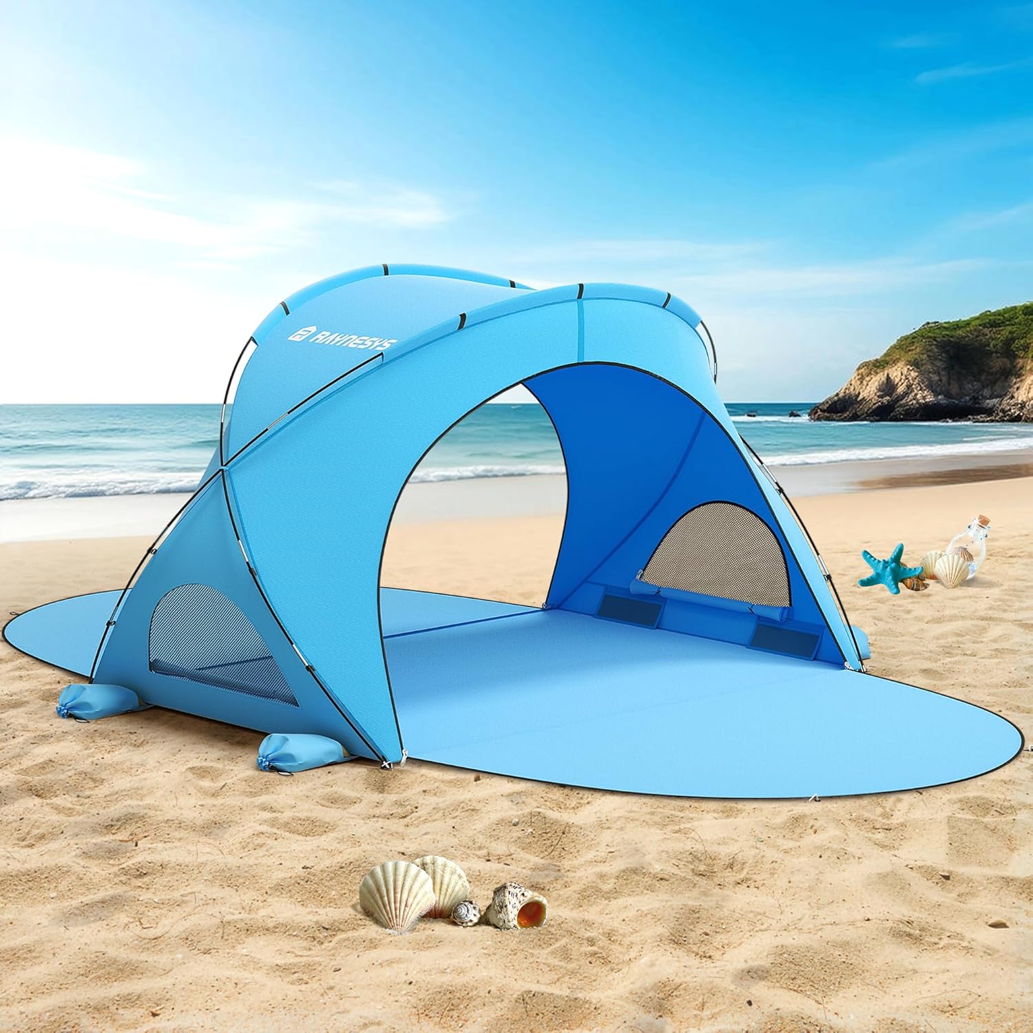 Parasol de plage, tente pare-soleil de plage avec protection UV UPF50+