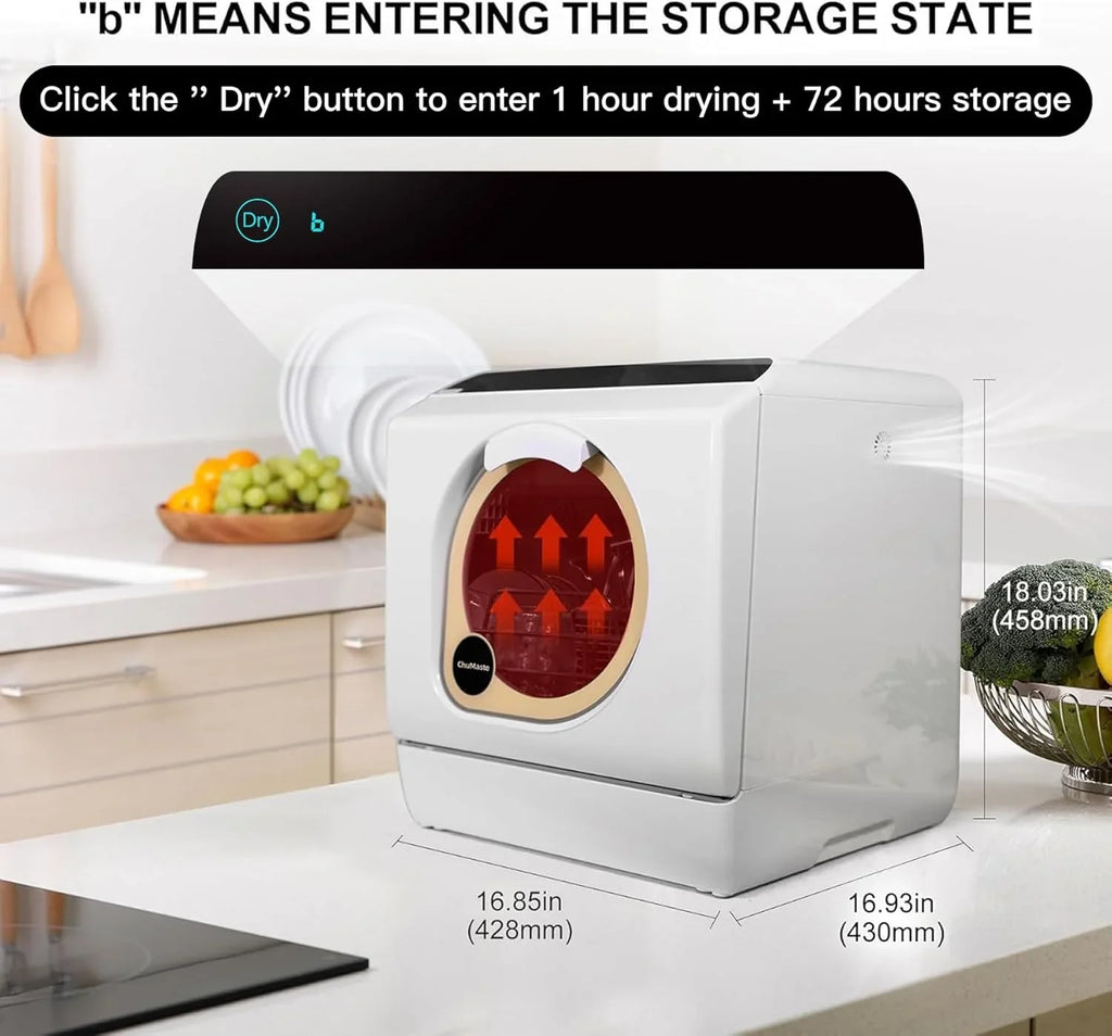 Mini lave-vaisselle de comptoir. Compact avec fonction séchage. Double bras gicleurs. Lave-vaisselle de comptoir portable.