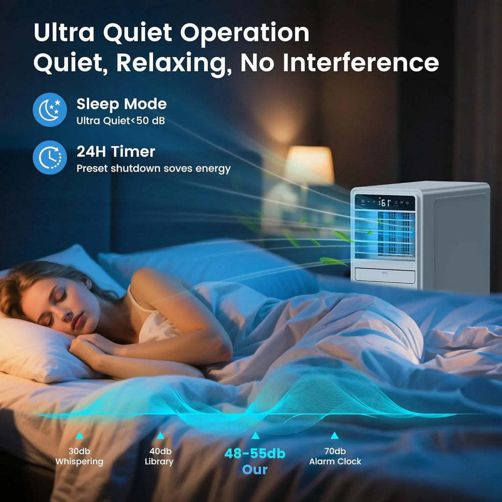 Climatiseur portatif 3 en 1 de 12 000 BTU pour pièces jusqu'à 500 pi². Climatiseur portatif autonome silencieux