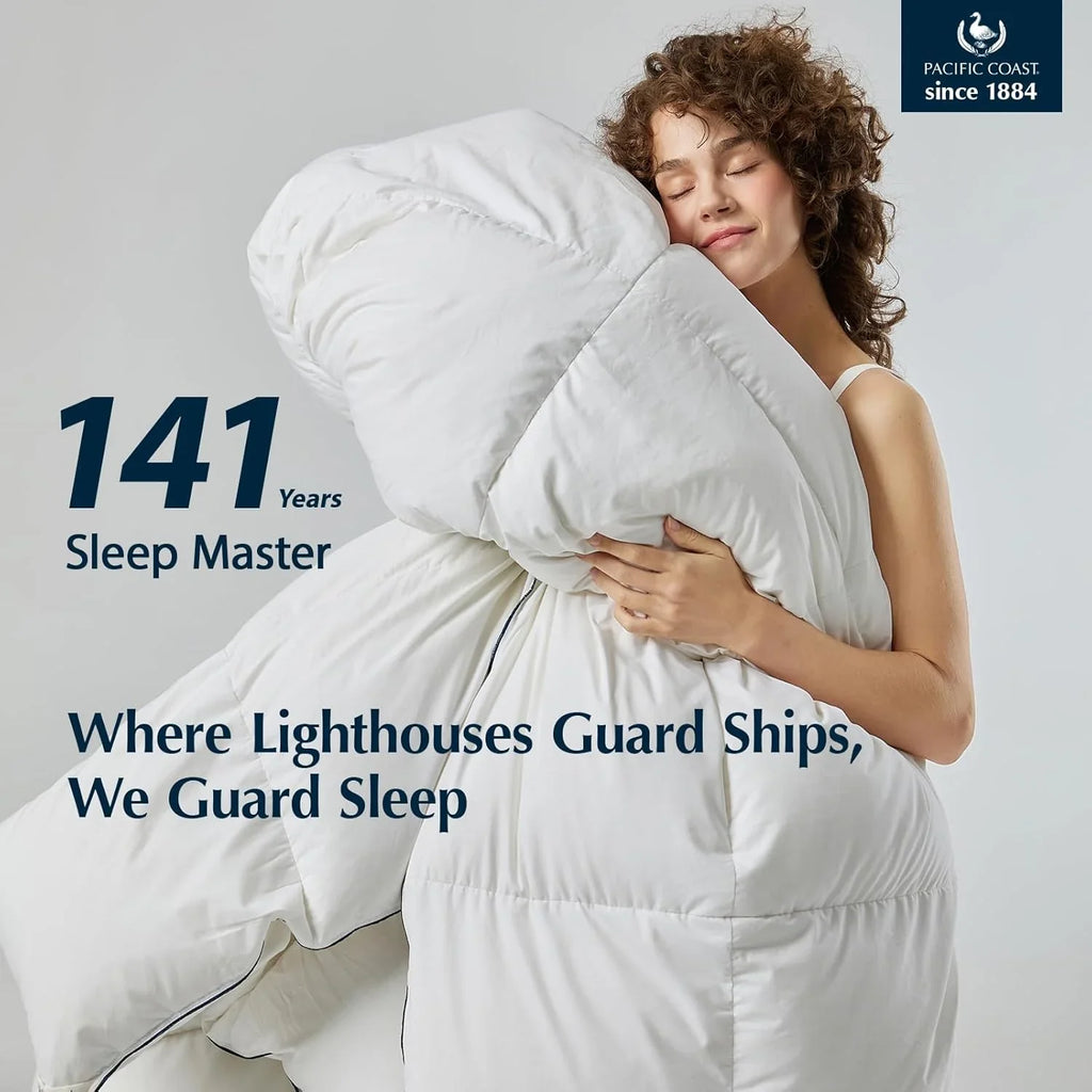 Couette en plumes d'oie taille queen, 100% coton, noyau de couette blanc super moelleux, doux et respirant