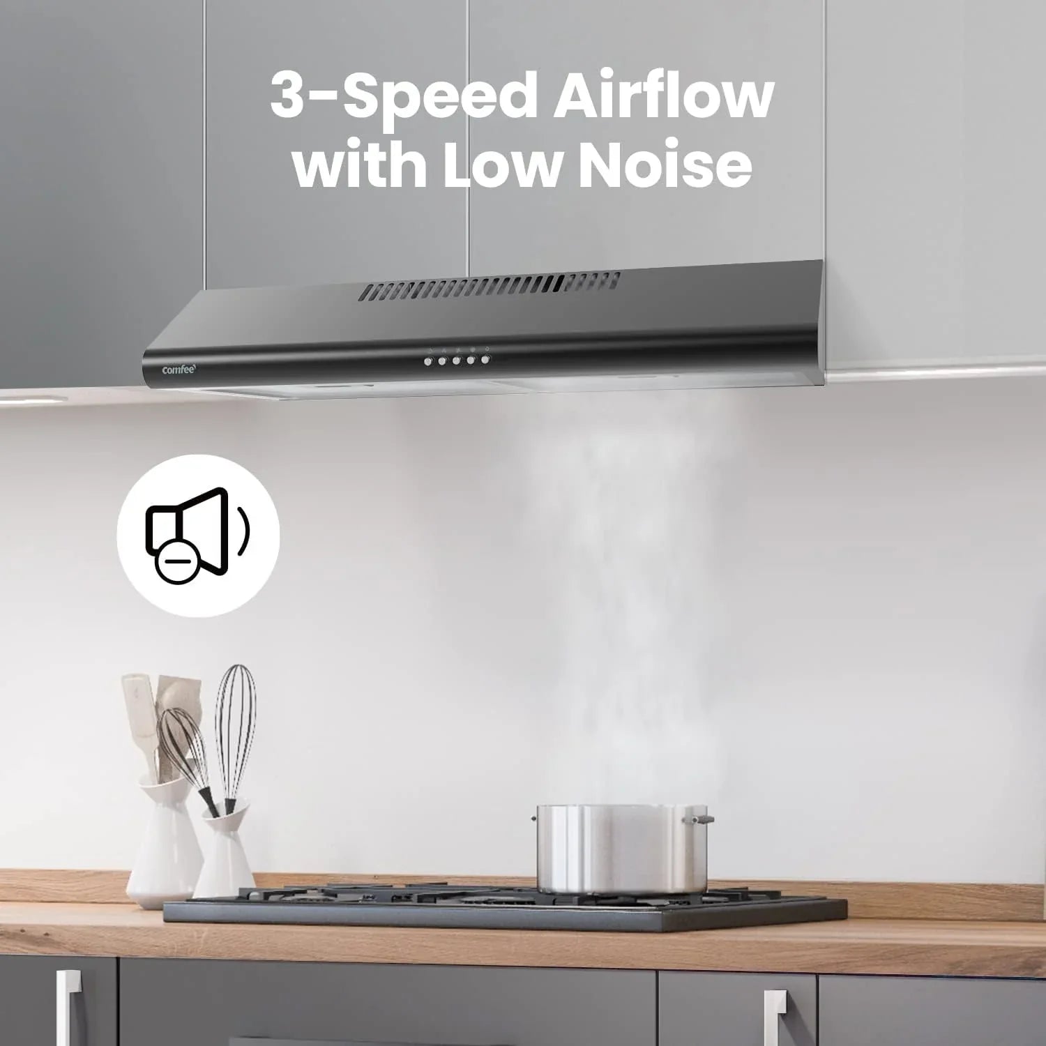 Filtre de cuisine réutilisable en acier inoxydable durable Comfee 30 po pour conduit/sans conduit sous armoire