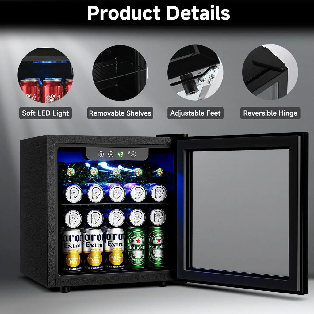 Réfrigérateur à boissons - Mini-réfrigérateur 126 canettes avec porte vitrée pour bureau, chambre, bar, maison