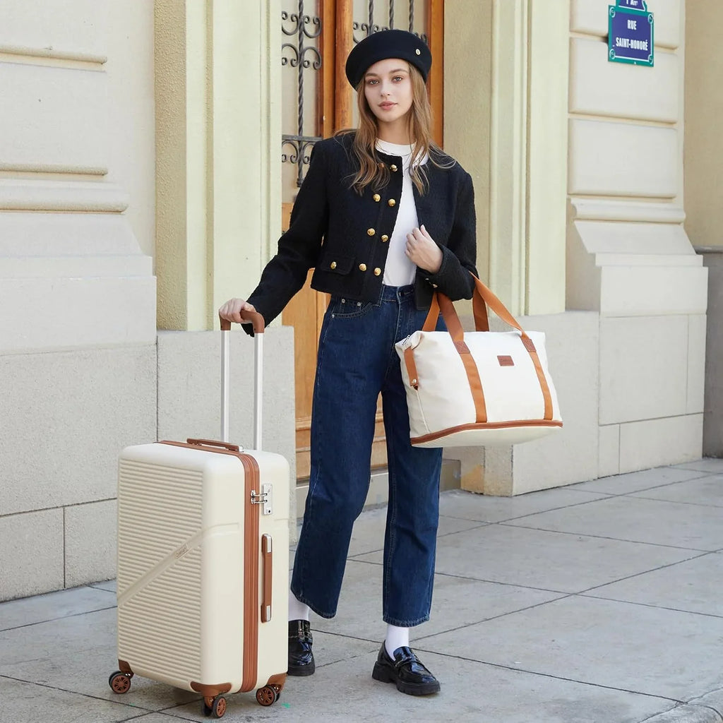 Ensemble de 5 valises à roulettes pivotantes, valises rigides en ABS avec serrure TSA, valise de voyage légère et étanche, unisexe, gris