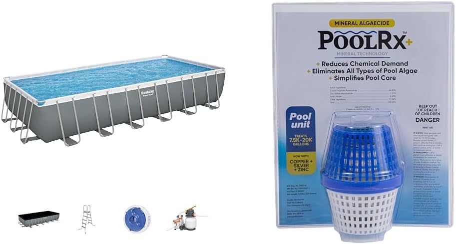 Piscine hors sol ovale Power Steel 4,3 m x 2,4 m x 100 cm | Comprend une pompe de filtration de 2070 litres, une échelle et un distributeur ChemConnect.