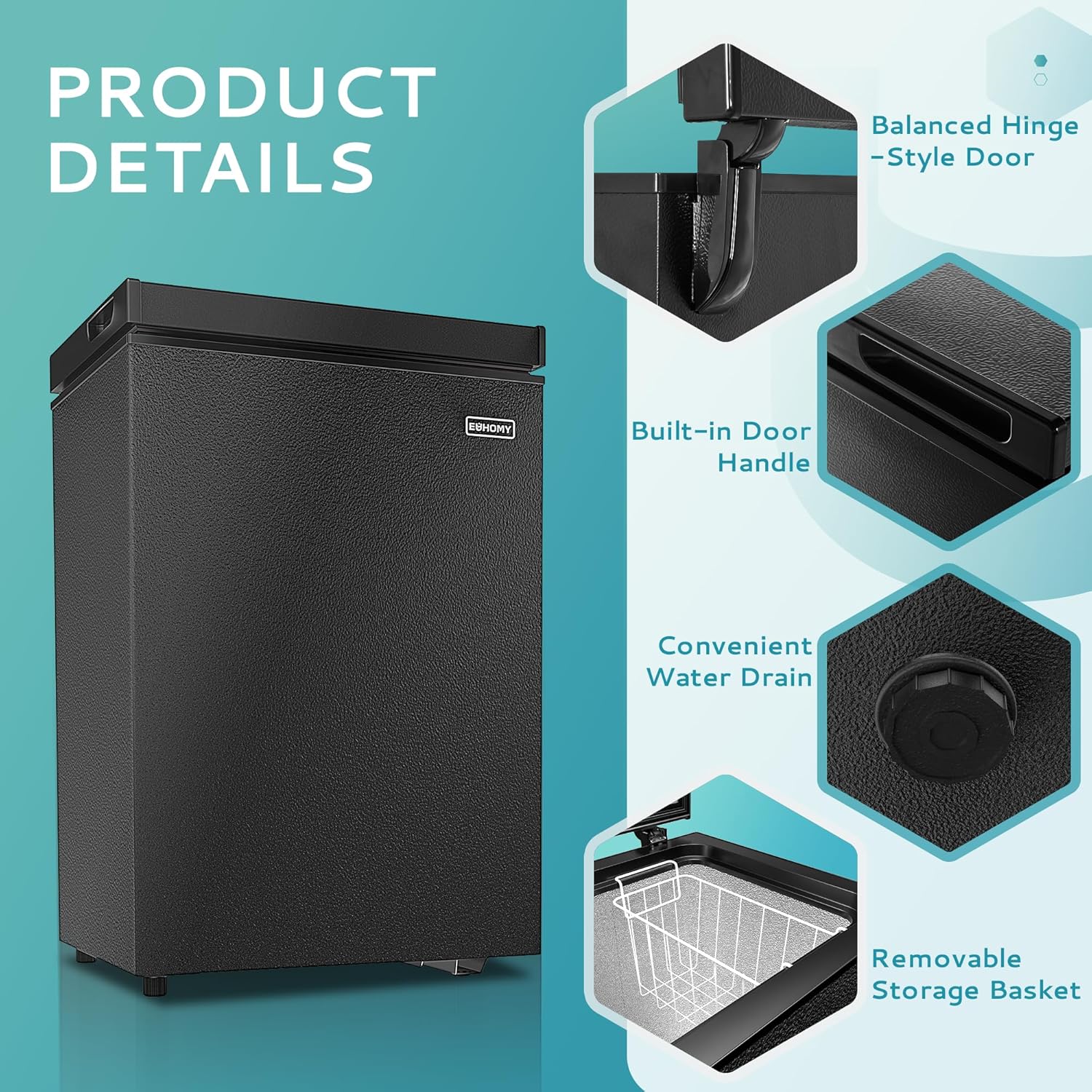 EUHOMY 3.5 Cubic Foot Upright Freezer, Small Deep Freezer, Adjustable 7 Thermostats, Quiet Mini Freezer, Freestanding Top Door